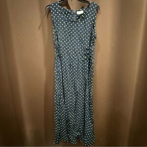 Worthington Navy and Green Polka Dot Maxi Dress